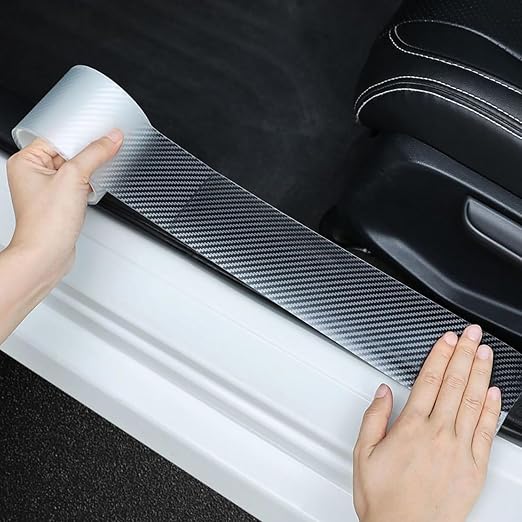 3D Carbon Fiber Clear Car Door Edge Protector, Anti-Collision Door Sill Guard Wrap Film, Universal Vehicle Door Edge Trim Guard 2.7 Inch x 16.5 Ft Transparent