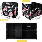 Car Trunk Organizers and Storage Collapsible Multi Compartment Container Box, Adjustable Car Accessories for SUV Sedan Truck, Standard Size, Black Floral