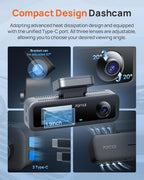 4K Dash Cam Front and Rear Inside, 3 Channel Car Dash Camera for Cars, Dashcam with GPS, Wi-Fi 6, Voice Control, Parking Monitor, Night Vision, Loop Recording, 64GB SD Card Included (T800E)