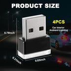 4 PCS USB LED Car Interior Atmosphere Lamp, Portable Mini LED Night Light, Plug-in USB Interface Trunk Ambient Lighting Kit, Universal Car Interior Accessories (Red)