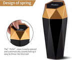 Car Trash Can with Lid, Mini Diamond Design Portable Trash Can, Plastic Material and Multipurpose Organizers for Car,Home,Office(Gold)