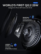 for Qi2.2 25W MagSafe Car Mount Charger，[Smart Cooling Fan＆95W Fast Adapter] Magnetic Wireless Car Charger, Phone Holders for Your Car Accessories for iPhone 17 Pro Max Air 16 15 14 13 12 | [Smart Cooling Fan] Magsafe Car Mount Charger, [Qi2 25W...