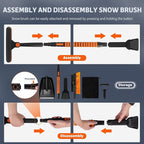 5-in-1 Extendable Snow Shovel and Ice Scraper for Car, 31"-40" Snow Brush with Squeegee, Pivoting Brush Head & Foam Grip for Windshield, Truck, SUV