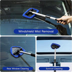 7pcs Windshield Cleaner Tool Car Window Cleaning Wash Kit with 4 Reusable Microfiber Pads 1 Spray Bottle and Extendable Handle Auto Glass Wiper Kit, Multicolor