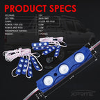 Blue LED Truck Bed Light Kits Rock Lights with On/Off Switch, for Pickup Footwells, Running Boards, Cargo, Under Car, Tonneau Cover, Rail Lighting - 8 PCs