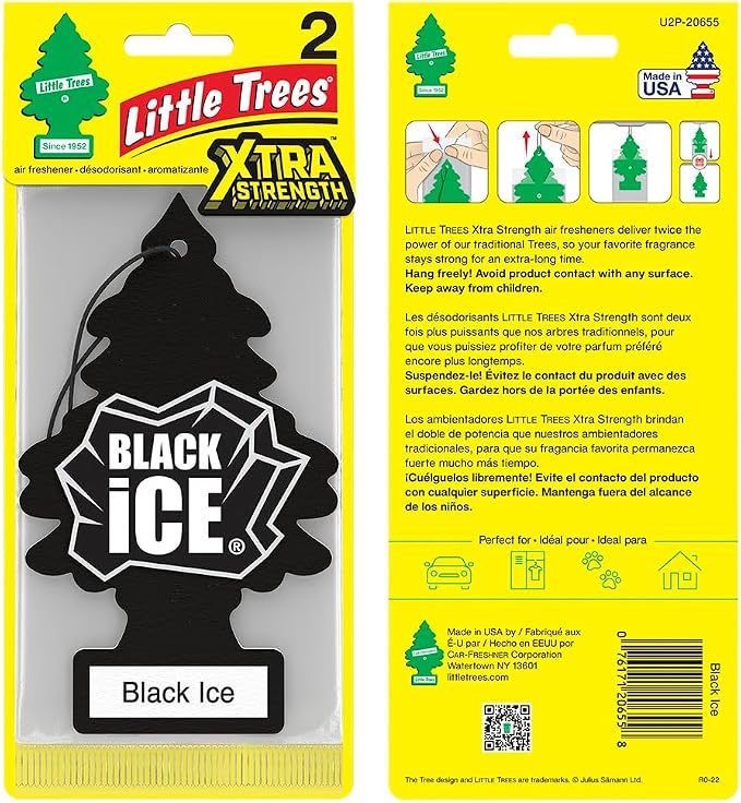 Car Air Freshener | Xtra Strength Provides Long-Lasting Scent for Auto or Home | Extra Boost of Fragrance | Black Ice, 24 Air Fresheners