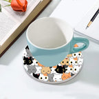 Cat Steering Wheel Cover for Women Men with 2 Pcs Car Coasters, Universal 14.5-15 Inch Cute Steering Wheel Covers Non-Slip Car Accessories for Girls