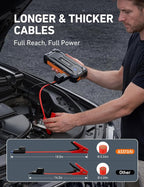 S8 Ultra Car Jump Starter, 4000A Safe 12V Battery Booster Pack (All Gas/12L Diesel), Portable Jump Box with Smart Jumper Cables, Type-C/USB, Flashlight, Rugged Protection & Storage Bag, Orange