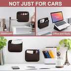 Universal Car Side Pocket Organizer, PU Leather Car Pocket Pouch for Car Seat, Door, Window, Console, Cards Trash Cell Phone Sunglasses Holder for Car, Brown