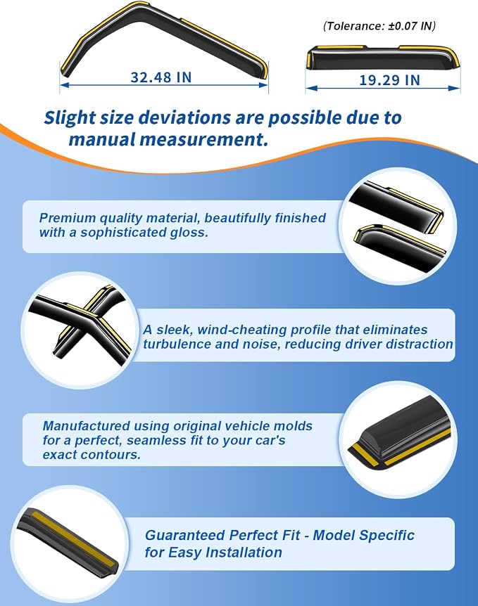 in-Channel Rain Guards Fit for Jeep Wrangler JK 2007-2018 Window Rain Guard Extra Durable Window Deflectors Window Vent Visors Vent Shades Exterior Car Accessories