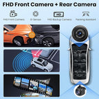 Wireless Portable Carplay Screen with 4K Dash Cam, 9" HD Touch Screen with A-pple Carplay & Android Auto Car Stereo, with 1080p Backup Camera, GPS Navigation/Mirror Link/Voice Control/Bluetooth