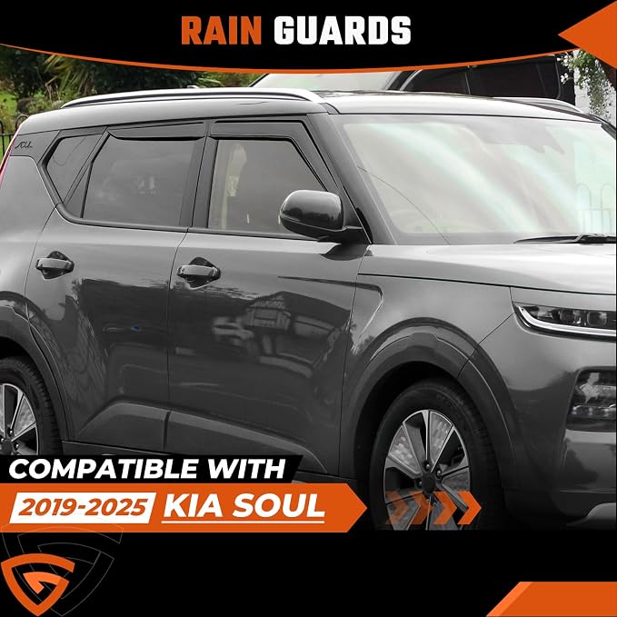 Rain Guard Fit for Kia Soul 2020 2021 2022 2023, Tape-On Extra Durable Side Window Visor Deflectors 2020-2023 Soul Window Rain Guards 4 PCS