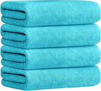 Bath Towel, Microfiber Bath Towels Set 4 Pack (30" x 60") - Large Size, Extra Absorbent, Quick Drying, Multipurpose Use as Bath Fitness Towel, Sports Towels, Yoga Towel, Aquamarine