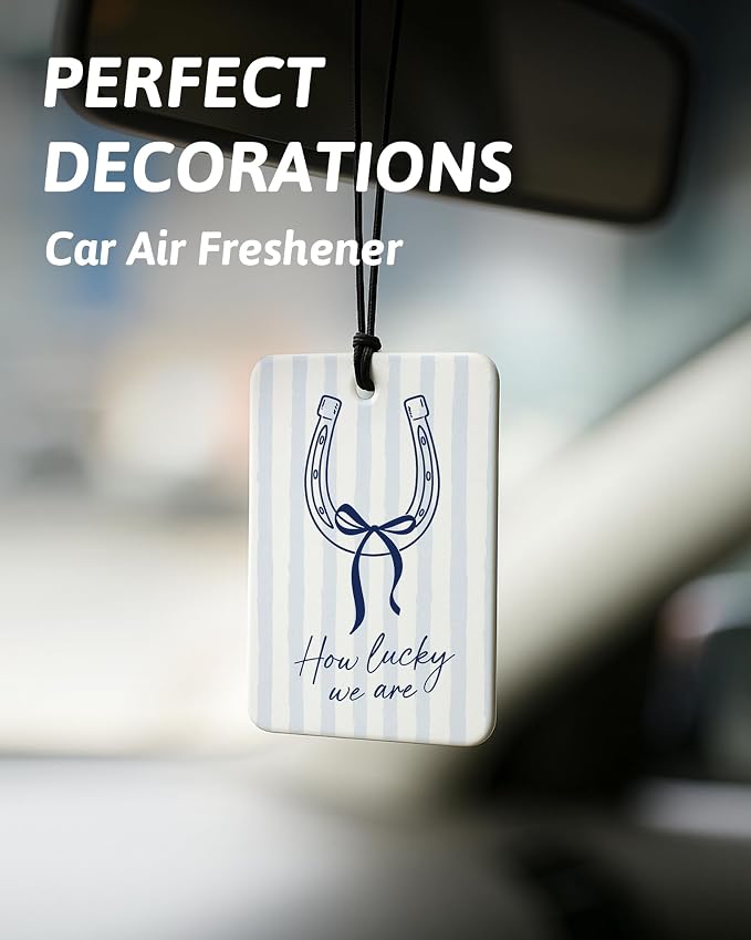 Blue Western Coastal Car Air Freshener 4 Pcs, Preppy Horseshoe Cowgirl Boots Hat Beach Hanging Air Freshener for Closet Drawer Books, Western Beachy Car Accessories Mirror Decor for Women