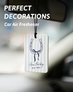 Blue Western Coastal Car Air Freshener 4 Pcs, Preppy Horseshoe Cowgirl Boots Hat Beach Hanging Air Freshener for Closet Drawer Books, Western Beachy Car Accessories Mirror Decor for Women