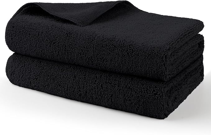 Professional Large Microfiber Car Drying Towels 2 Pack, Lint Free, Scratch Free, Highly Absorbent Drying Towel for Cars, SUVs, RVs, Trucks, and Boats,31" x 24", Black