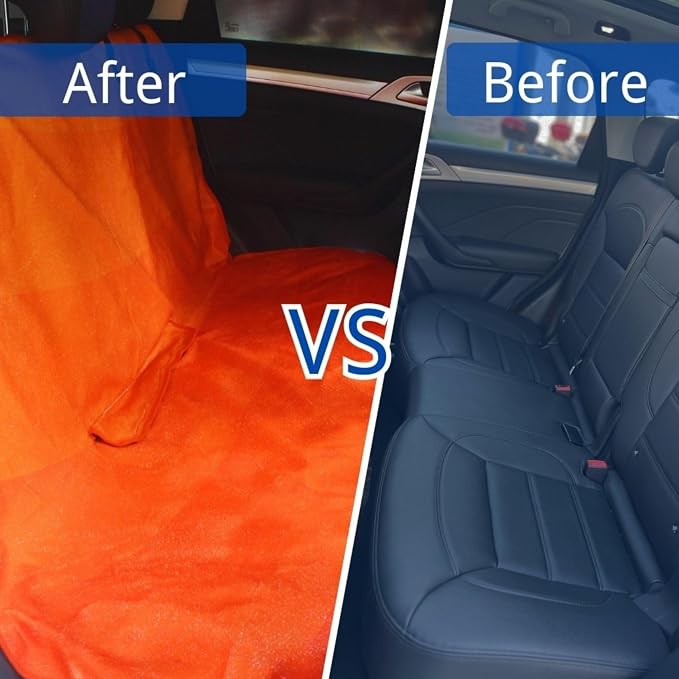 Waterproof Back Seat Cover for Dogs and Kids, Car Seat Protector Under Baby Car Seat, Child and Dog Car Seat Cover Blanket for Rear Bench(Orange, Rear Bench Seat Towel)