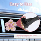 3 Set Cute Car Vent Clips Flower Air Vent Clips for Fresheners Hawaiian Hibiscus and Cherry Blossom Car Accessories Aesthetic Interior Decor for Women Peach Blossom (Pink)