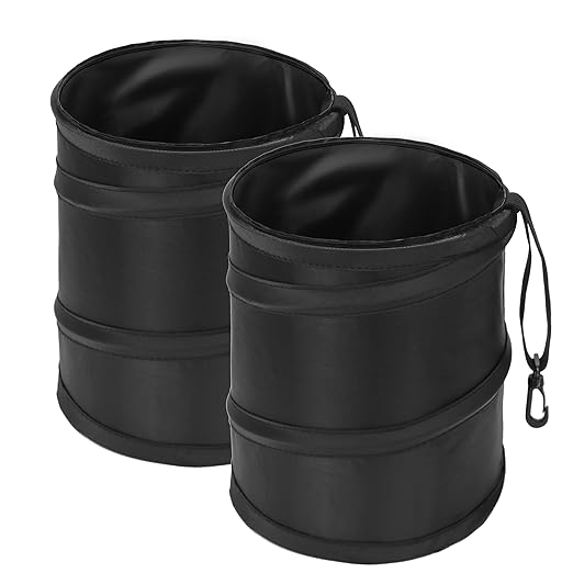2Packs 2 Gallons New Leakproof Car Trash Can, Compact Trash Can Pop-up Collapsible Hanging Car Trash Bin with Hook and Loop, Waterproof PEVA Liner Open-Top Garbage Can for Cars Home Office