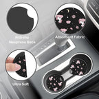 Cute Unicorn Steering Wheel Cover for Women, Anti-Slip Car Steering Wheel Cover with 2 Pcs Cup Holders Neoprene Breathable Car Accessories Universal 15 Inch Auto Interior Decor