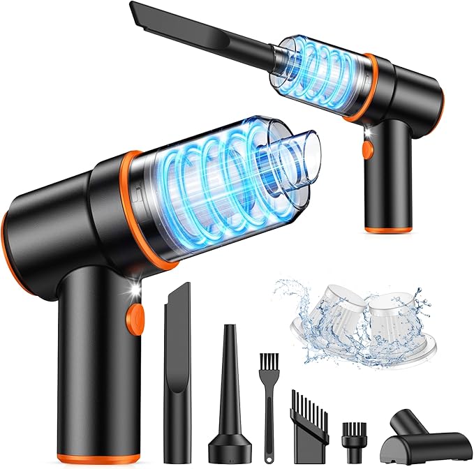 Handheld Car Vacuum Cleaner, 9000PA Vacuum Cleaner & Air Duster, 120W High Power Vacuum Portable Cordless, Hand Held Vacuum Rechargeable with Multi-Nozzles & LED Light for Home, Car, Office