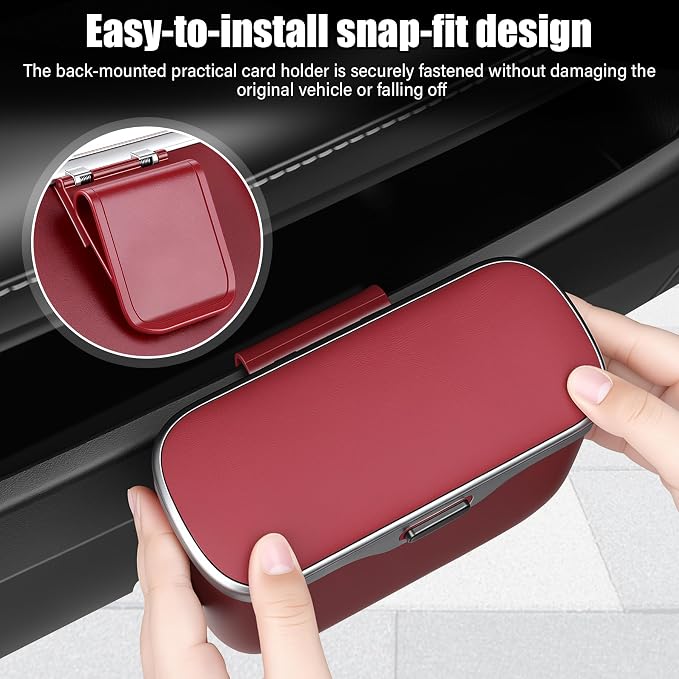 Car Trash Can, Car Garbage Bin with Lid & Handle - Leak-Proof Mini Trash Can for Car, Truck, SUV - Essential Car Accessories for Organization (Red)