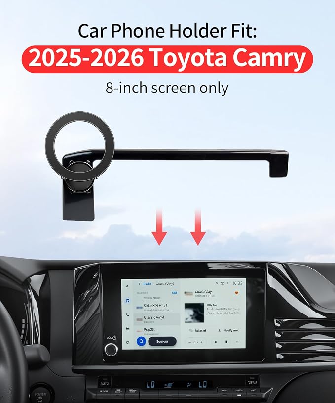 Car Phone Holder for Toyota Camry LE/SE 2025-2026 Accessories 8-inch Screen | Magsafe Magnetic Cell Phone Mount Clip Compatible with iPhone, 3D fit Stable Dashboard GPS Navigation Bracket Cradle Stand