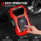 AC/DC Tire Inflator Portable Air Compressor, Dual Power for Home 110V AC and Car 12V DC Air Pump with Pressure Gauge, Auto Shutoff, Tire Pump for Car Motorcycle Bike and Other Inflatables, Red