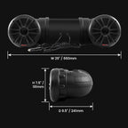 ATV25B ATV UTV Sound System - 6.5 Inch Speakers, 1.5 Inch Tweeters, Full Range, IPX5 Weatherproof, Bluetooth Remote, Built-in Amplifier, Golf Cart Compatible