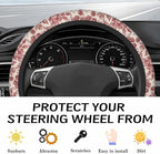 Steering Wheel Cover Accessories Neoprene Cover, Breathable Non-Slip Easy to Install Suitable for Women Men, 14.5-15.5 Inch for Car SUV Van Truck Universal - Rose