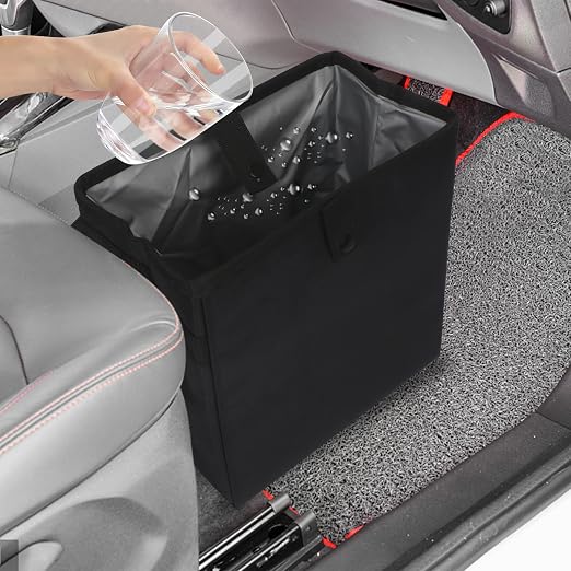 Car Trash Can, Leak-Proof Waterproof Trash Bin Collapsible Portable Auto Garbage Bag Large Capacity Trashcan Storage Bag Multipurpose Car Organizer Hanging (Black)