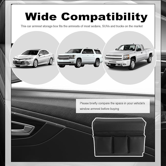 Car Armrest Storage Box for Window,Multi-functional Car Window Armrest Organizer with Storage Pocket for Phone/Tissue/Key,Universal Cars Door Organizer as Cars Elbow Rest Pad (Large)