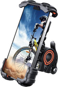 Bike Phone Holder, Motorcycle Phone Mount - Motorcycle Handlebar Cell Phone Clamp, Scooter Phone Clip for iPhone 14 Plus/Pro Max, 13 Pro Max, S9, S10 and More 4.7" - 6.8" Smartphone, Orange