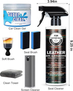 6Pcs Customized for Tesla Model 3 Y X S Seat Cleaner, Tesla Interior & Screen Cleaner Kit, White/Black Seat Cleaning Kit for Stain Removal, 2019-2026 Tesla Accessories for Seats, Dash