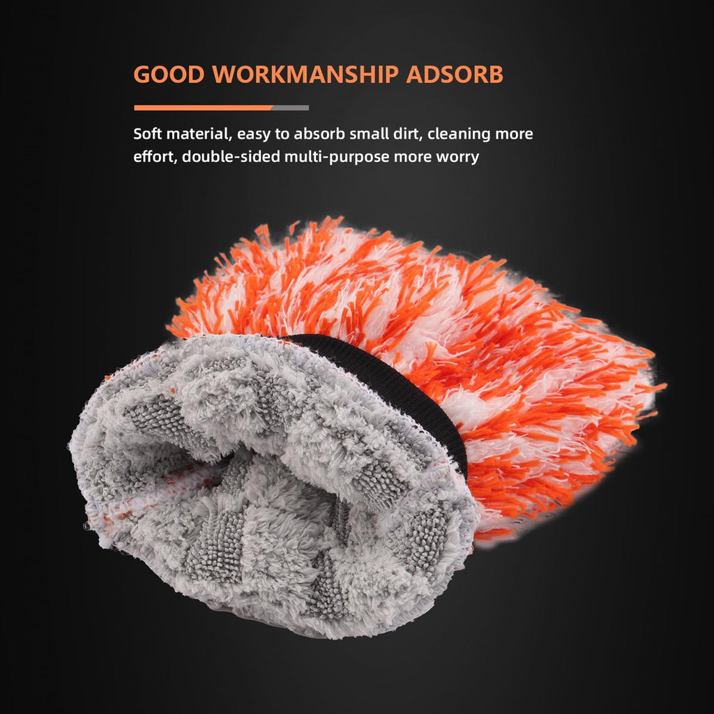 Microfiber Car Wash Mitt (3-Pack) — Plush Scratch-Free Sponges