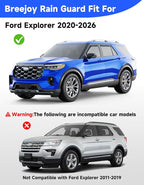 in-Channel Window Rain Guards Fit for Ford Explorer 2020 2021 2022 2023 2024 2025 2026, Extra Durable Window Deflector Rain Guards Visor Vent Visors Vent Shades Car Accessories -4 pcs