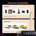 Multi Ports USB Car Charger, Fast Charge 125W 14A Quick Charge 3.0 & USB-C PD Car Charger Adapter with Smart Identification for Cell Phones, Tablets and Other USB Devices