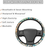 Boho Mandala Flower Pattern Sports Style Car Steering Wheel Cover Vehicle Wheel Protector Auto Wheel Cover Steering Wheels Accessories Universal Fit Car Truck Van SUV