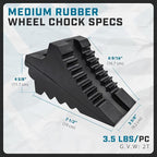 Wheel Chocks for Cars, RVs, Trucks, Trailers, and Vehicles G.V.W. up to 8T, 4 Pack - Anti Slip Bottom Tire Chock for All Weather Use - RV, Travel Trailer, Pop Up Camper Accessory