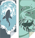 2 Pack Microfiber Beach Towel, Quick Dry Travel Towel Large Sand Free Towel for Beach, Camping, Swim Pool, Gym, Sports& Yoga 71"x32", Shark
