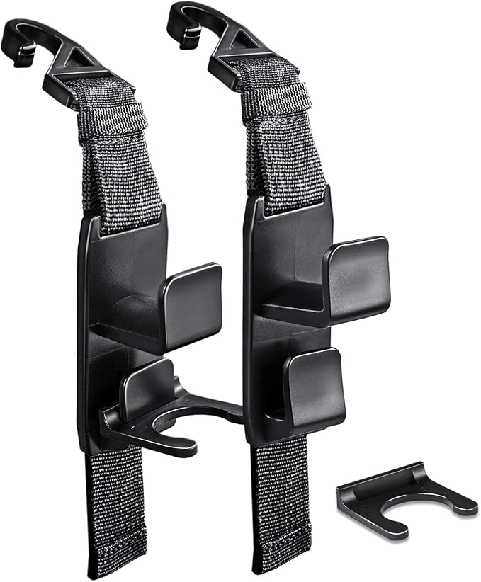 Adjustable Headrest Hooks for Car, Purse Hanger Headrest Hook Holder for Car Seat Organizer Hook for Purse or Grocery Bags,2 Pack, Black
