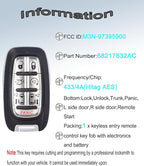 Keyless Entry Remote Control Smart Key Fob for Chrysler Pacifica 2017-2024 | YIKEBALOG 7-Buttons Proximity Key Fob Replacement for Chrysler Voyager 2020-2024 M3N-97395900 68217832AC