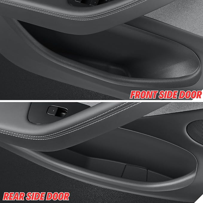 4Pcs Car Door Pocket Organizer Tray for 2026 Tesla Model Y Juniper | Door Pocket Liners, Full-wrap TPE Inserts, Waterproof & Anti-Scratch, Easy to Remove & Clean, Protector Interior Accessories