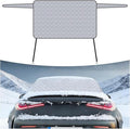 Magnetic Car Rear Windshield Cover, 54'' × 31'' Automotive Back Windscreen Snow Ice Guard Cover with 2 Elastic Hooks, Winter Universal Vehicle Window Frost Protector Accessories (White)