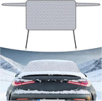 Magnetic Car Rear Windshield Cover, 54'' × 31'' Automotive Back Windscreen Snow Ice Guard Cover with 2 Elastic Hooks, Winter Universal Vehicle Window Frost Protector Accessories (White)