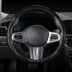 Carbon Fiber Steering Wheel Cover, Snap on Car Steering Wheel Cover Set Accessories 3pcs Wrap Grip Non Slip Protector Universal Glossy Brown