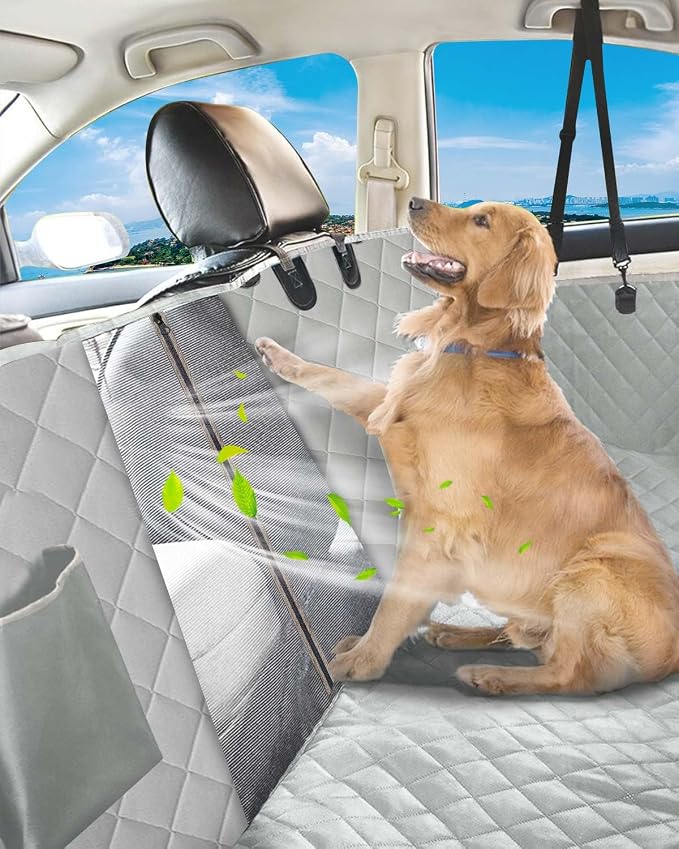 Dog Car Seat Cover, Heavy Durable Dog Seat Cover for Back Seat, 100% Waterproof Scratch Proof Nonslip Dog Hammock for Car with Side Flap, Pet Back Seat Covers Large 60" W x 64" L