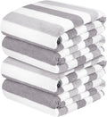 Bath Towels, Pack of 4, 30"x60", Large Microfiber Towel Set, Ultra Soft, Super Absorbent, Fast Drying, Perfect for Suana, Shower, Pool, Sport, Travel, Fitness, SPA,Yoga, Cabana Stripe Grey