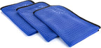 Dry Me A River, Professional Korean 70/30 Blend Microfiber Waffle-Weave Drying & Detailing Towels, Soft Suede Edges, 390 GSM, 16x24 Inches, Royal Blue, 3-Pack