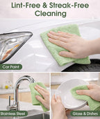 Microfiber Cleaning Cloth Roll - 100 Pack Tear Away Microfiber Paper Towels, Reusable, Washable, Scratch-Free, Kitchen Towels for Car, Home, Kitchen, Glass, Dishes(Bean Green)